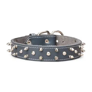 Spiked & Studded Leather Collar 1 3/8"