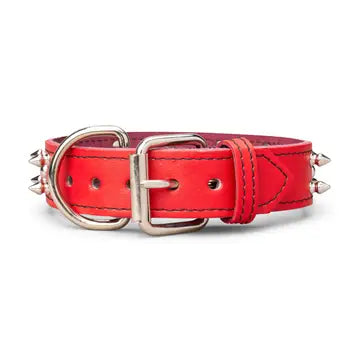 Spiked & Studded Leather Collar 1 3/8"
