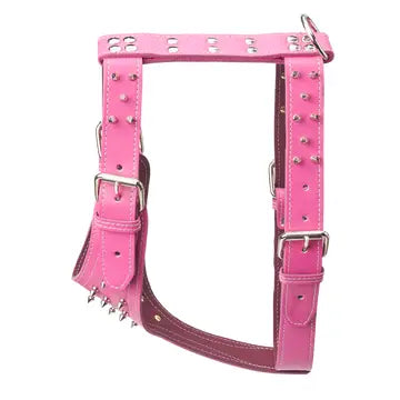 Heavy Duty Spiked Leather Harness 1 1/2" - Medium