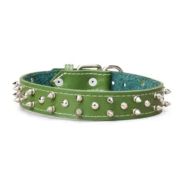 Spiked & Studded Leather Collar 1 3/8"