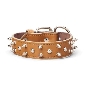 Spiked & Studded Leather Collar 1 3/8"