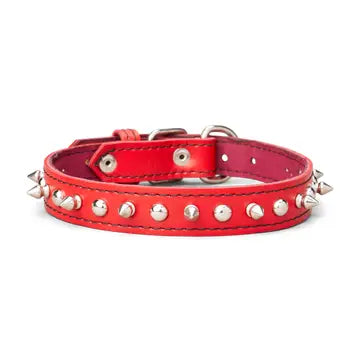Spiked Leather Collar 1" Wide