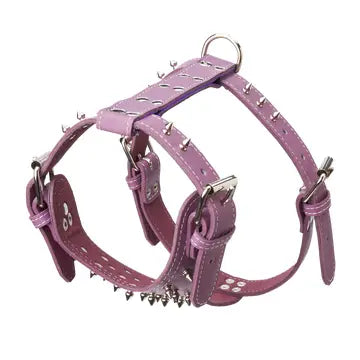 Spiked Leather Harness 1 1/4" - Medium