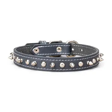 Spiked Leather Collar 1" Wide