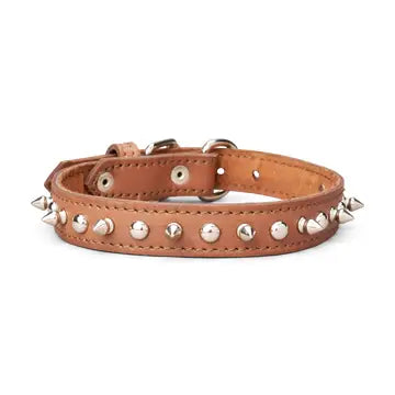 Spiked Leather Collar 1" Wide