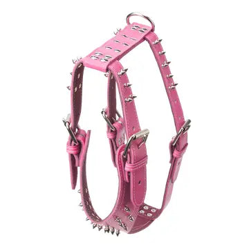 Heavy Duty Spiked Leather Harness 1 1/2" - Medium
