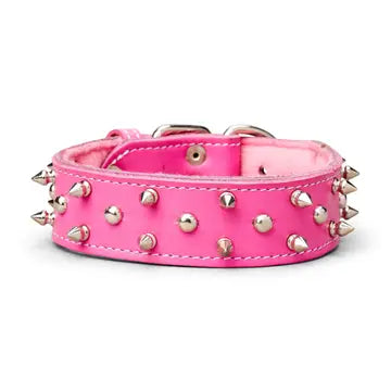 Spiked Leather Collar 1 3/4" Wide