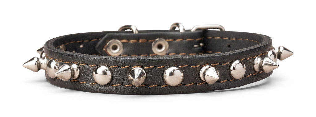 5/8 Inch Wide Spiked Leather Collar