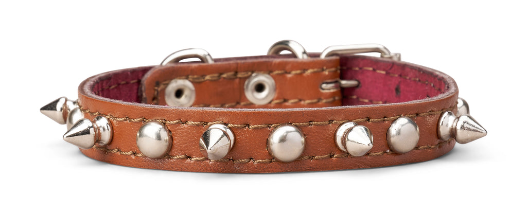 5/8 Inch Wide Spiked Leather Collar