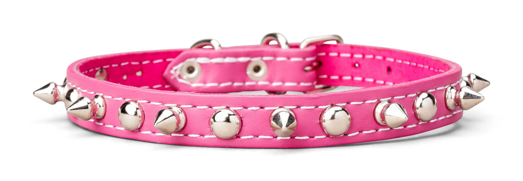 5/8 Inch Wide Spiked Leather Collar