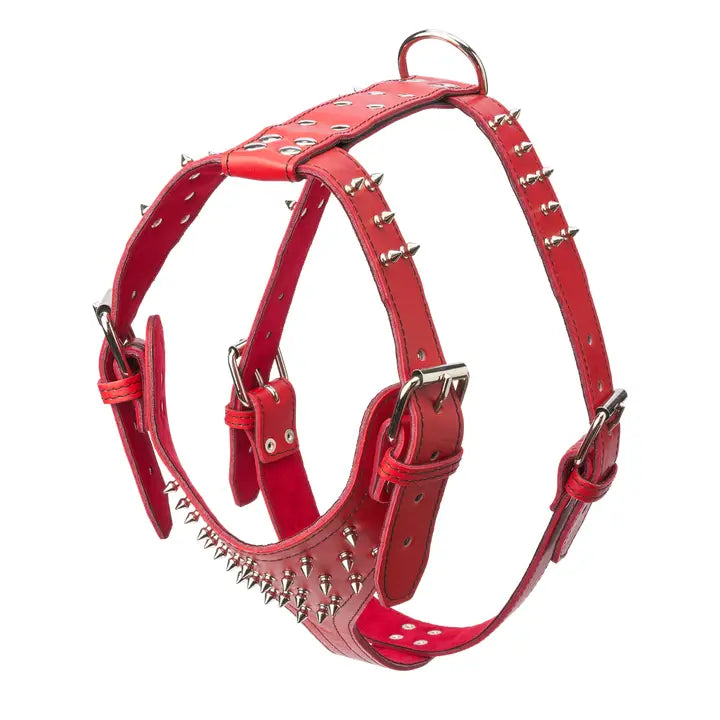 Spiked Leather Harness 1 3/4" - XL