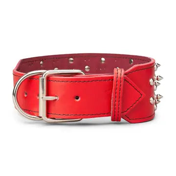 Spiked & Studded Leather Collar 3" Wide