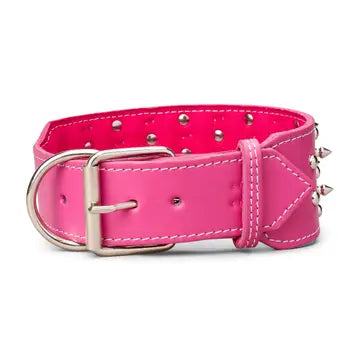 Spiked & Studded Leather Collar 3" Wide