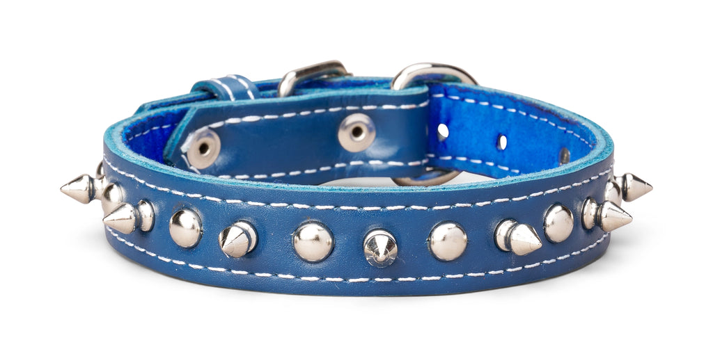 Spiked Leather Collar 1" Wide