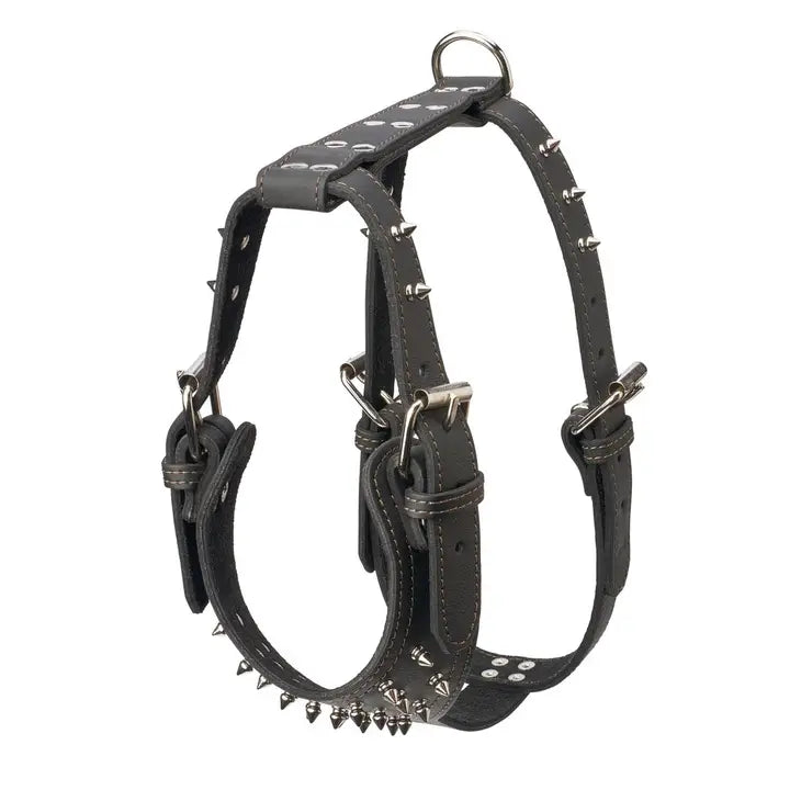 Spiked Leather Harness 1 1/4" - Large