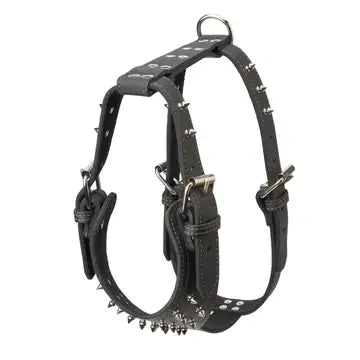 Spiked Leather Harness 1 1/4" - Medium
