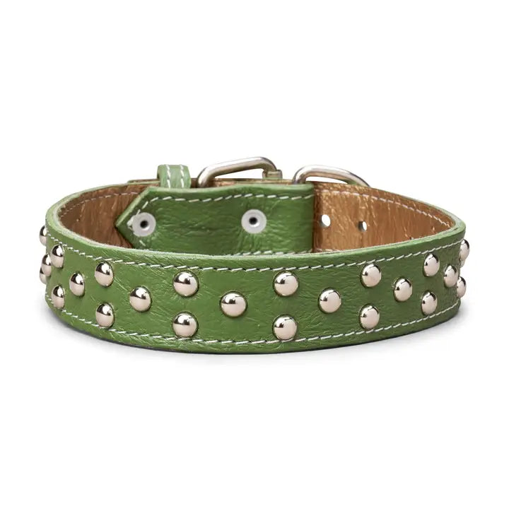 Studded Leather Collar 1 3/8" Inch Wide