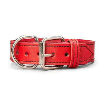 Classic Plain Leather Collar 1 3/8" Inch Wide