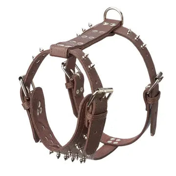 Spiked Leather Harness 1 1/4" - Large