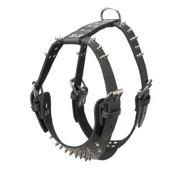 Heavy Duty Spiked Leather Harness 1 1/2" - Large