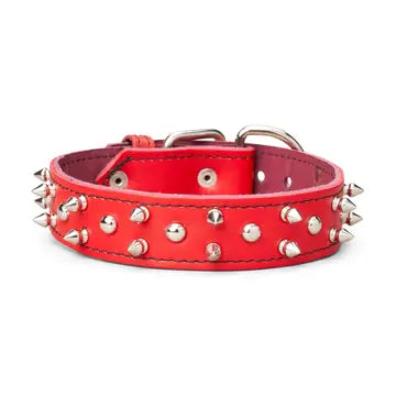 Spiked & Studded Leather Collar 1 3/8"