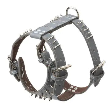 Heavy Duty Spiked Leather Harness 1 1/2" - Large