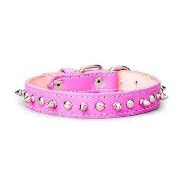 Spiked Leather Collar 1" Wide