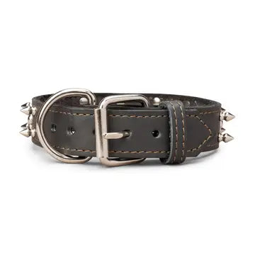 Spiked & Studded Leather Collar 1 3/8"
