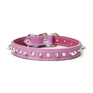 Spiked Leather Collar 1" Wide