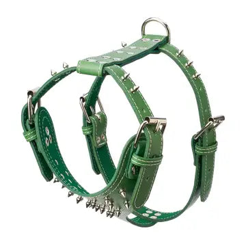 Spiked Leather Harness 1 1/4" - Medium