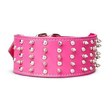 Spiked & Studded Leather Collar 3" Wide