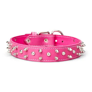 Spiked & Studded Leather Collar 1 3/8"