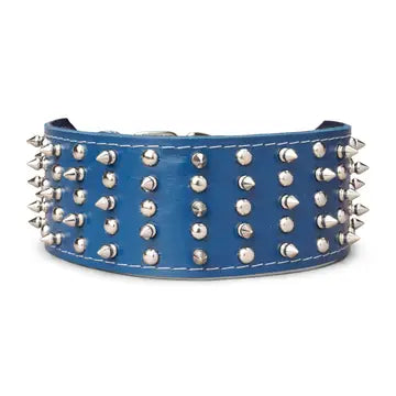 Spiked & Studded Leather Collar 3" Wide