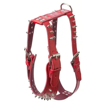 Heavy Duty Spiked Leather Harness 1 1/2" - Medium